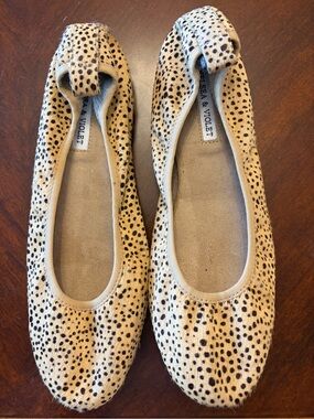 Chelsea & Violet Leopard Print Ballet Flats in Tan and Black